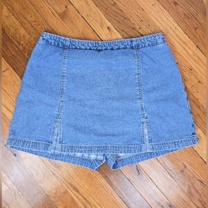 Vintage Y2K Dress Barn Cotton Denim and Plaid Skort 14